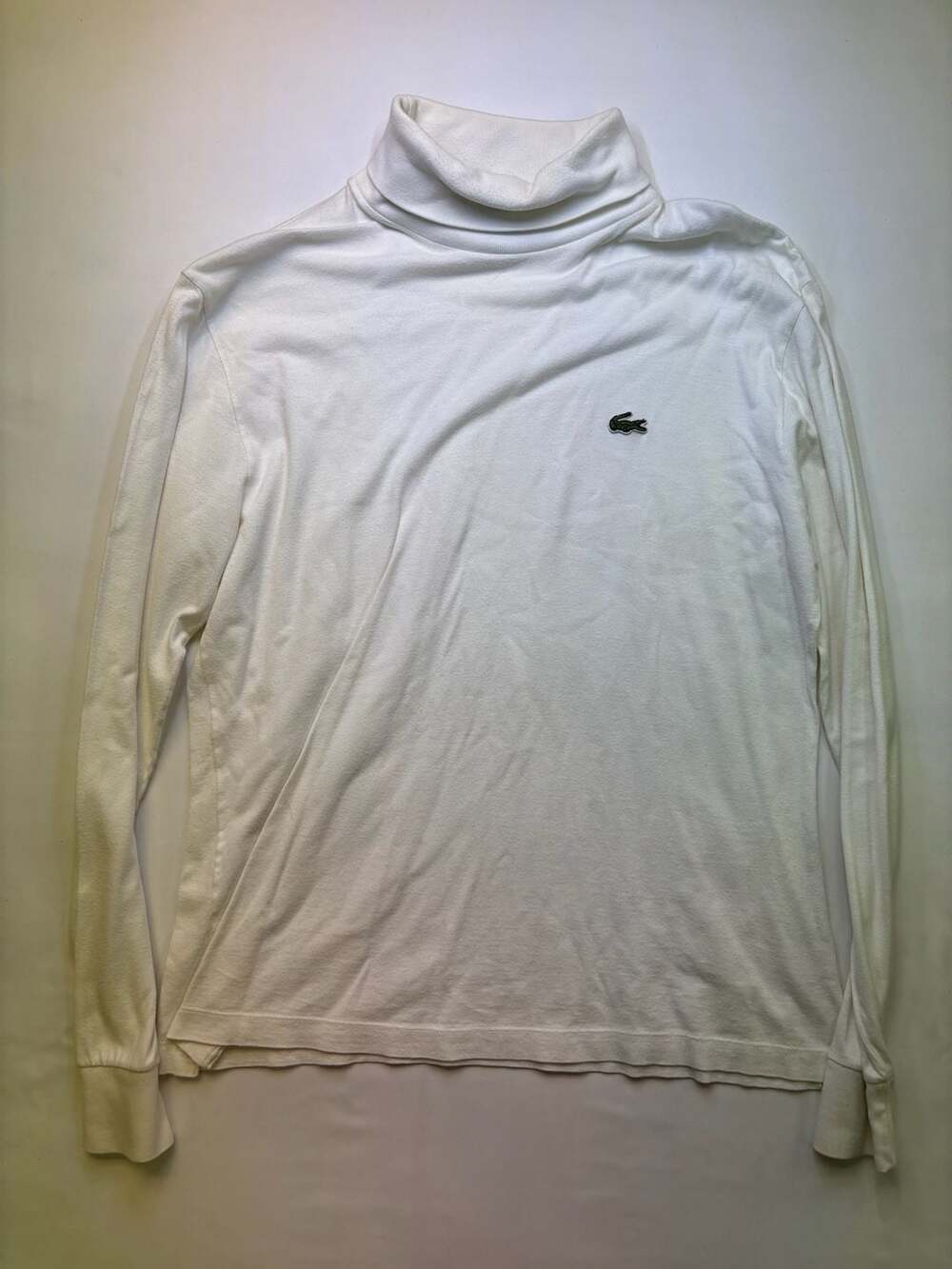 Vintage Izod Lacoste White Long Sleeve Turtleneck Cotton Shirt Size L
